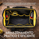 Bolsa Maleta De Ferramentas Grande Reforçada 16 Bolsos Para Eletricista E Profissionais - Fundo Firme Em Borracha - Preto E Amarelo
