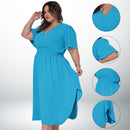 Vestido Transpassado Elastex Moda Plus Size Midi Evangélico