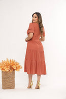 Vestido Midi Três Maria Laise Modesto Elegante Luxo