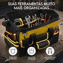 Bolsa Maleta De Ferramentas Grande Reforçada 16 Bolsos Para Eletricista E Profissionais - Fundo Firme Em Borracha - Preto E Amarelo