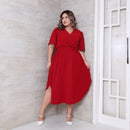 Vestido Transpassado Elastex Moda Plus Size Midi Evangélico