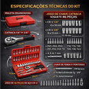 Kit Chaves Ferramentas Jogo Fenda Philips Catraca Soquete Allen 46 Peças com Maleta Completa Manual Ideal Mecânico Manutenção Casa Carro Profissional Resistente Portátil Compacto Quicko