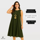 Vestido Soltinho Midi Rodado Confortável Elegante Plus Size
