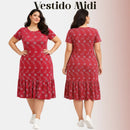 Vestido Midi Evangélico Plus Size Casual Básico Senhoras 52