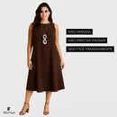 Vestido Soltinho Midi Rodado Confortável Elegante Plus Size