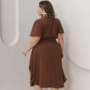 Vestido Transpassado Elastex Moda Plus Size Midi Evangélico