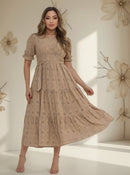 Vestido Midi Três Maria Laise Modesto Elegante Luxo