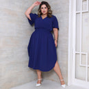 Vestido Transpassado Elastex Moda Plus Size Midi Evangélico