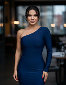 Vestidos Femininos Longo Fenda Manga Longa Madrinha Moda