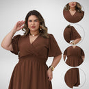 Vestido Transpassado Elastex Moda Plus Size Midi Evangélico