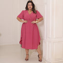 Vestido Transpassado Elastex Moda Plus Size Midi Evangélico