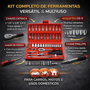 Kit Chaves Ferramentas Jogo Fenda Philips Catraca Soquete Allen 46 Peças com Maleta Completa Manual Ideal Mecânico Manutenção Casa Carro Profissional Resistente Portátil Compacto Quicko