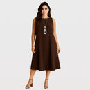 Vestido Soltinho Midi Rodado Confortável Elegante Plus Size