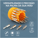 Kit Jogo Ferramentas 31 Peças Chaves Fenda Philips Torx Allen Estrela Precisão Cabo Emborrachado Imantado Estojo Organizador Reparos Eletrônicos Manutenção Celular Notebook