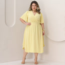 Vestido Transpassado Elastex Moda Plus Size Midi Evangélico
