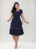 Vestido Rodadinho Decote Quadrado Moda Evangelica
