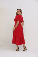 Vestido Midi Três Maria Laise Modesto Elegante Luxo