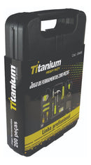 Kit Ferramentas 200 Peças c/ Maleta Titanium - Chaves, Alicates, Martelos, Serra - Aço Carbono - DIY Oficina Casa