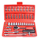 Kit Chaves Ferramentas Jogo Fenda Philips Catraca Soquete Allen 46 Peças com Maleta Completa Manual Ideal Mecânico Manutenção Casa Carro Profissional Resistente Portátil Compacto Quicko