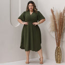 Vestido Transpassado Elastex Moda Plus Size Midi Evangélico
