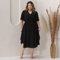 Vestido Transpassado Elastex Moda Plus Size Midi Evangélico