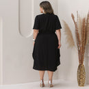 Vestido Transpassado Elastex Moda Plus Size Midi Evangélico