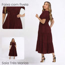 Vestido Midi Três Maria Laise Modesto Elegante Luxo