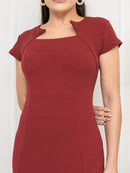 Vestido Tubinho Midi -moda Feminina - Gola Inversé V - Liso