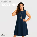 Vestido Soltinho Midi Rodado Confortável Elegante Plus Size
