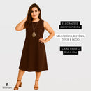 Vestido Soltinho Midi Rodado Confortável Elegante Plus Size