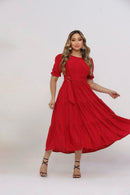 Vestido Midi Três Maria Laise Modesto Elegante Luxo