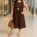 Vestido Soltinho Midi Rodado Confortável Elegante Plus Size