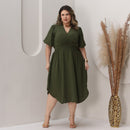 Vestido Transpassado Elastex Moda Plus Size Midi Evangélico