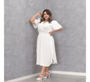 Vestido Transpassado Elastex Moda Plus Size Midi Evangélico