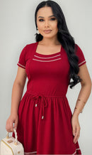 Vestido Rodadinho Decote Quadrado Moda Evangelica