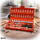 Kit Chaves Ferramentas Jogo Fenda Philips Catraca Soquete Allen 46 Peças com Maleta Completa Manual Ideal Mecânico Manutenção Casa Carro Profissional Resistente Portátil Compacto Quicko