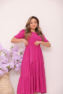 Vestido Midi Três Maria Laise Modesto Elegante Luxo