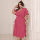 Vestido Transpassado Elastex Moda Plus Size Midi Evangélico