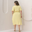 Vestido Transpassado Elastex Moda Plus Size Midi Evangélico