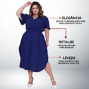 Vestido Transpassado Elastex Moda Plus Size Midi Evangélico
