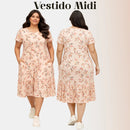 Vestido Midi Evangélico Plus Size Casual Básico Senhoras 52