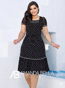 Vestido Rodadinho Decote Quadrado Moda Evangelica