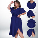 Vestido Transpassado Elastex Moda Plus Size Midi Evangélico
