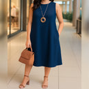 Vestido Soltinho Midi Rodado Confortável Elegante Plus Size