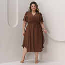 Vestido Transpassado Elastex Moda Plus Size Midi Evangélico