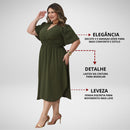Vestido Transpassado Elastex Moda Plus Size Midi Evangélico