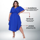 Vestido Transpassado Elastex Moda Plus Size Midi Evangélico
