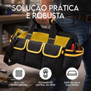 Bolsa Maleta De Ferramentas Grande Reforçada 16 Bolsos Para Eletricista E Profissionais - Fundo Firme Em Borracha - Preto E Amarelo