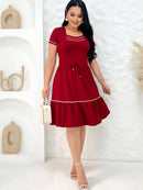 Vestido Rodadinho Decote Quadrado Moda Evangelica