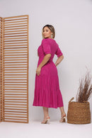 Vestido Midi Três Maria Laise Modesto Elegante Luxo